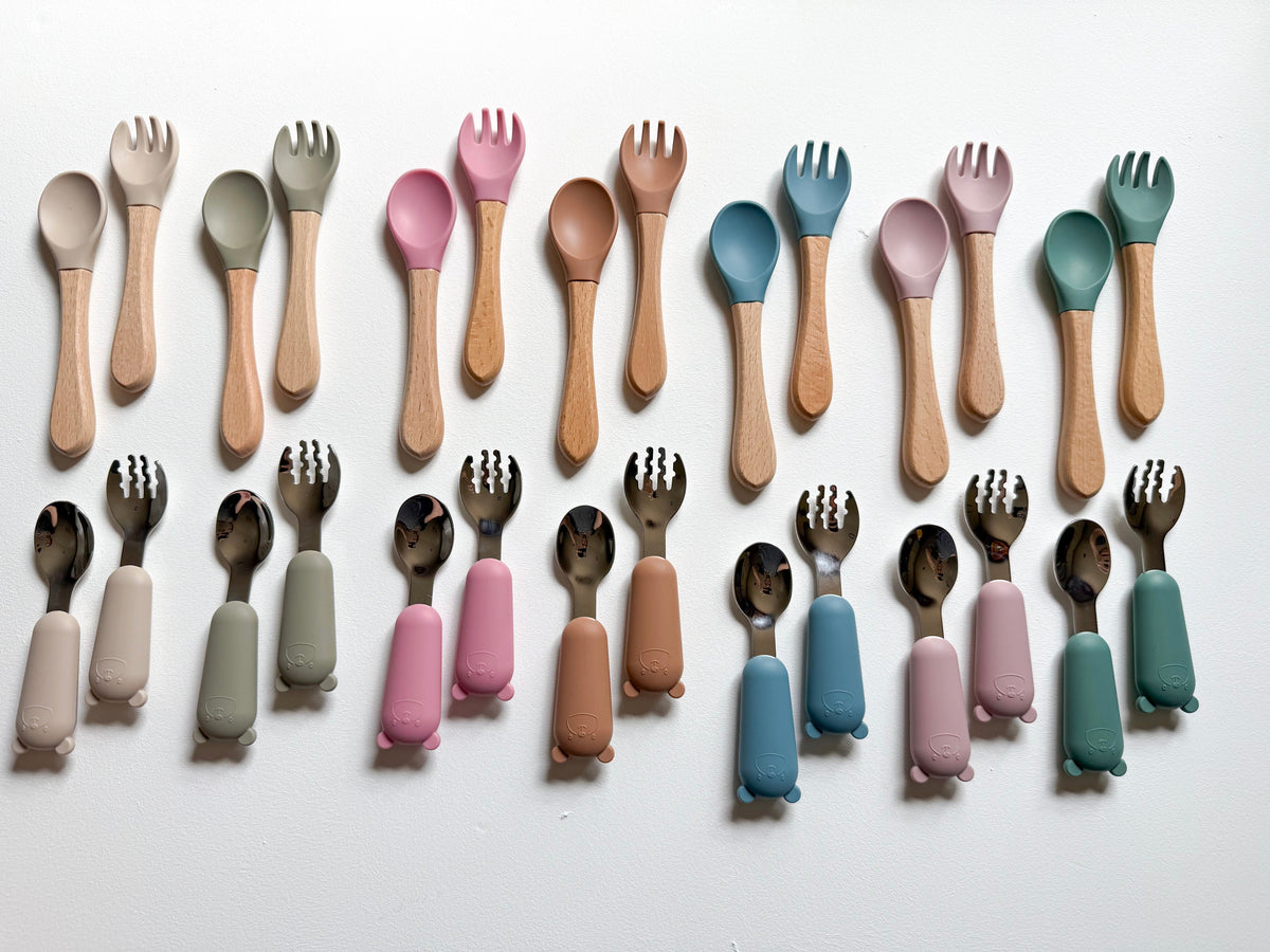 Silicone and Wooden Spoon & Fork Set