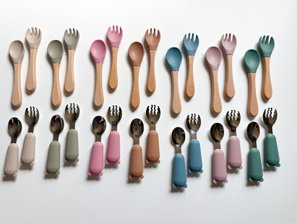 Silicone  and stainless steel spoon and fork set